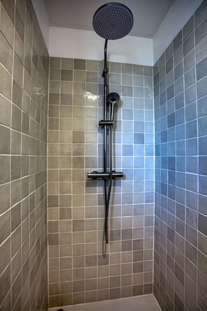 Hair dryer, towels, toilet paper