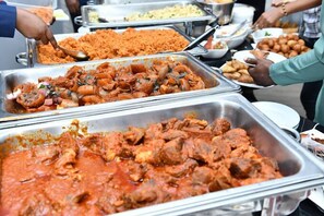 Enjoy a diverse spread of international cuisine at our communal dining area.