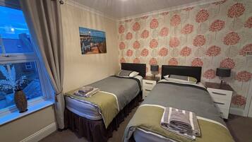 Individually decorated, individually furnished, desk, iron/ironing board