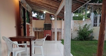 Cabin with kitchen: 500 meters from the beach. With parking and barbecue.