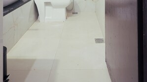 A bathroom with a toilet, bidet, and shower. - Roop Mahal Homestay (Udaipur)