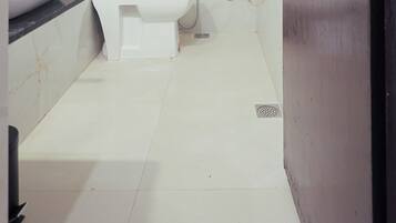 Shower, towels, soap, shampoo