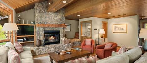 TV, fireplace