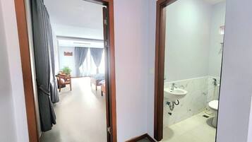 Shower, bidet, towels, soap
