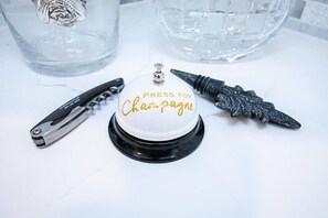 Shower, hair dryer, towels, shampoo