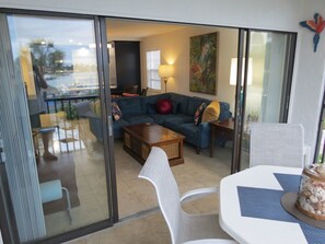 Living area - Awesome newly remodeled end unit with water view of Factory Bay and Marco River. (Marco Island)