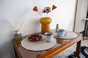 Enjoy a warm morning with a cup of coffee and a serene atmosphere.