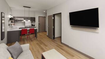 Suite Grand, 1 cama King size y sofá cama, para no fumadores | Muebles diferentes, escritorio y espacio para trabajar con laptop