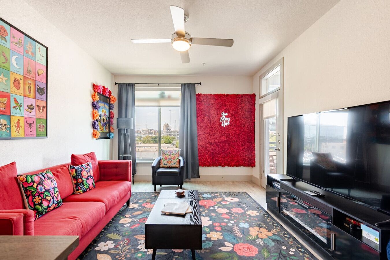 TV, fireplace, video games, DVD player