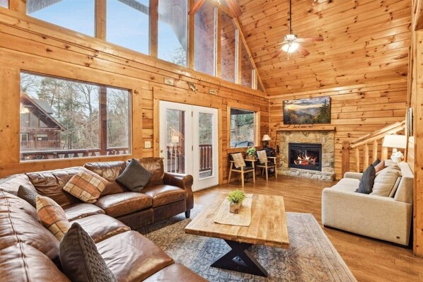 TV, fireplace