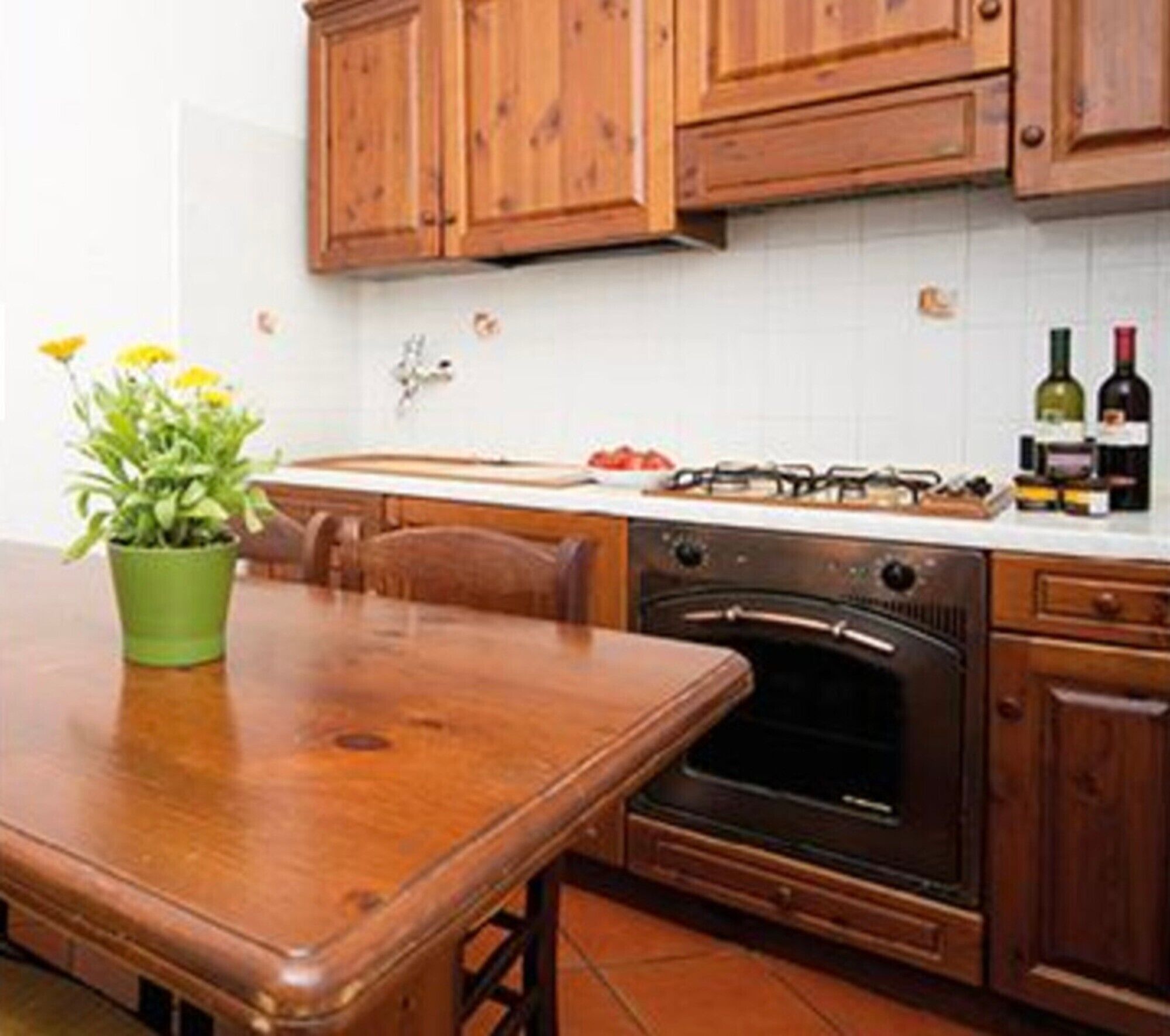 Fridge, stovetop, highchair, cookware/dishes/utensils