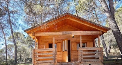 Casa rural 'Cabaña De Madera 5' con vistas a la montaña, piscina compartida y aire acondicionado