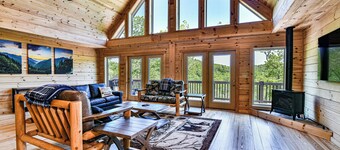 Laurel Creek Falls | Pet-Friendly Log Cabin with Hot Tub, Fire Pit & Views!