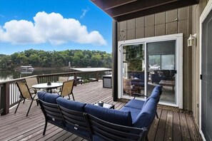 Outdoor dining - Expansive Deck, Beautiful Views, Private Dock & Boat Slip (Sunrise Beach)