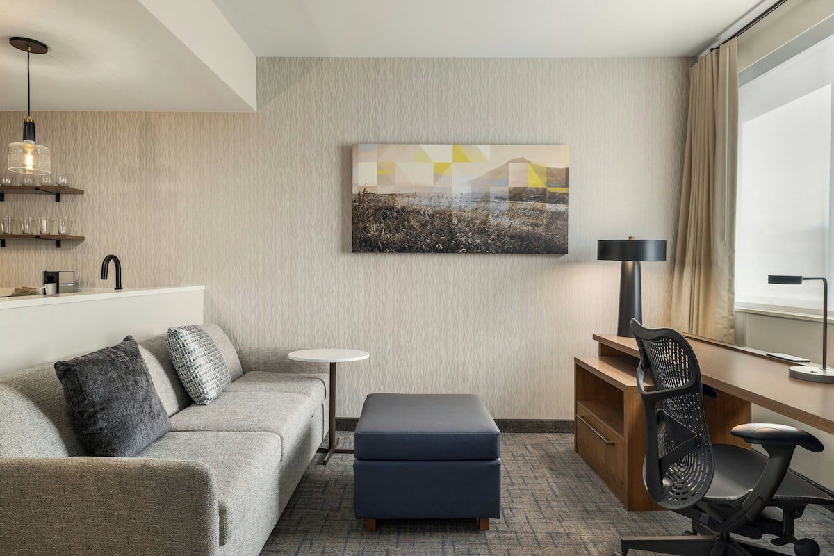Suite, 1 Bedroom | Desk, laptop workspace, iron/ironing board, free wired Internet