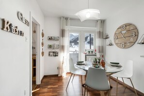 Dining area - Studio Blue Petit with Mountain Balcony Views, Sestriere, Italy (Sestriere)