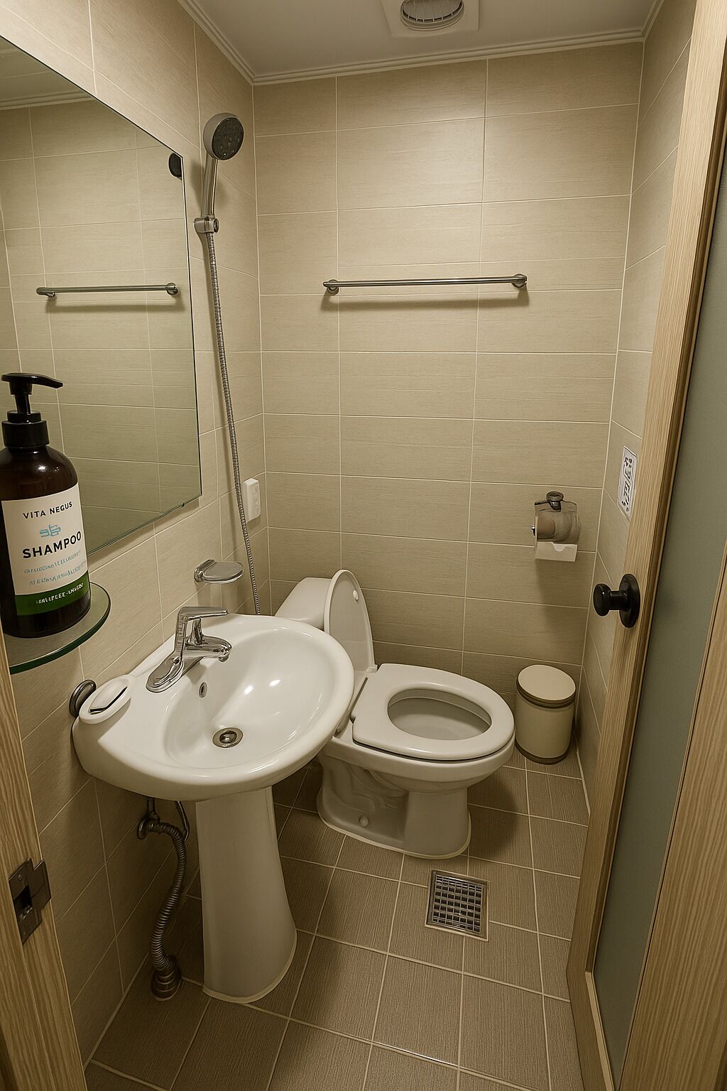 Sèche-cheveux, chaussons, serviettes fournies