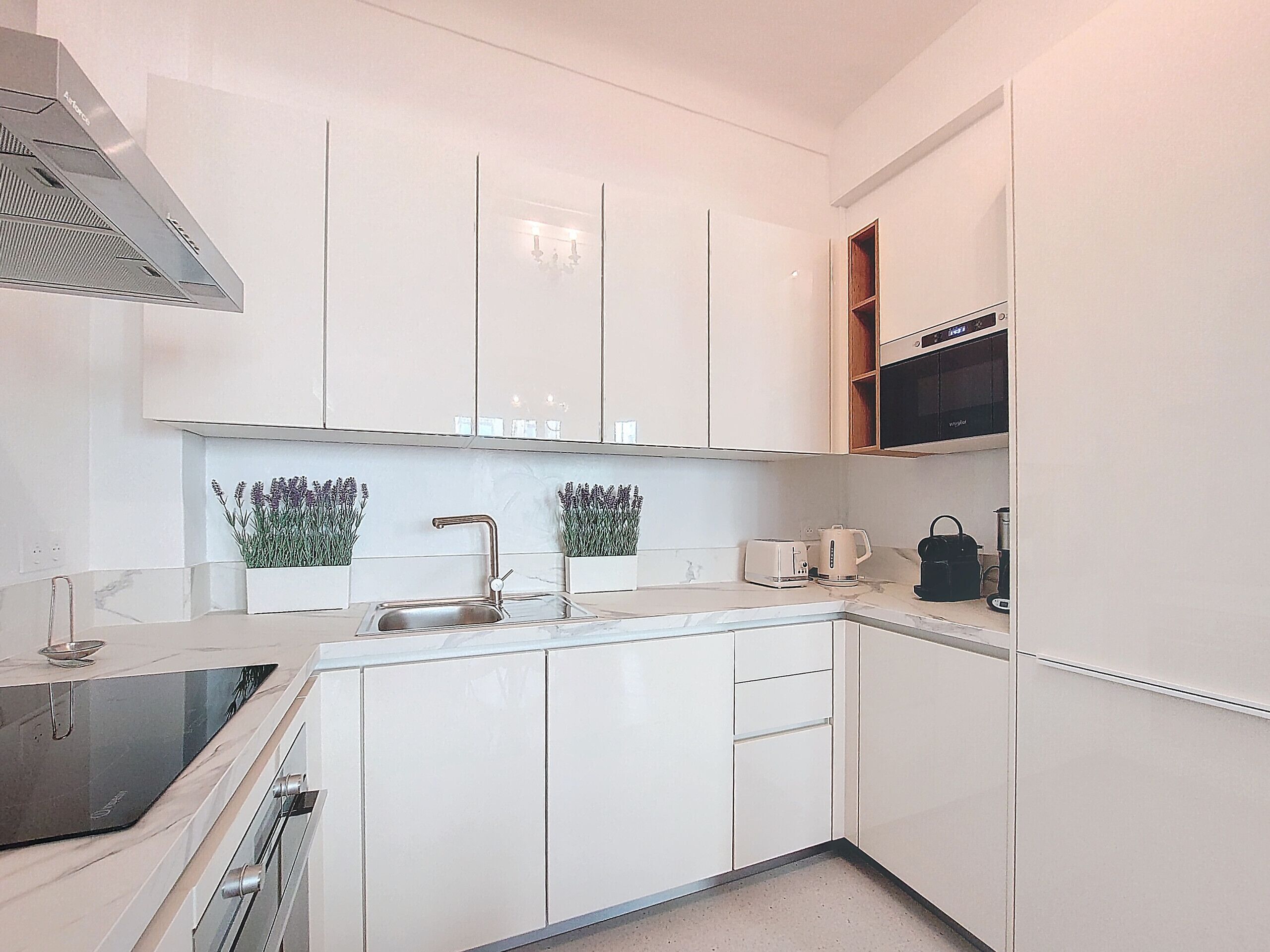 Fridge, microwave, oven, dishwasher