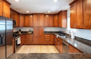 Fridge, microwave, oven, dishwasher