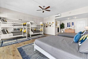 5 bedrooms, desk, iron/ironing board, travel cot