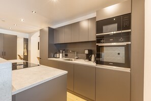 Fridge, microwave, oven, stovetop - Appealing apartment in Tyrol near skiing (Lermoos)