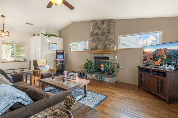 智能电视、壁炉、电子游戏、DVD 播放器