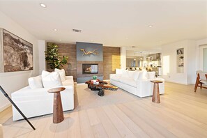 TV, books, stereo, offices