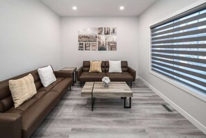 Télévision, cheminée, espaces bureaux