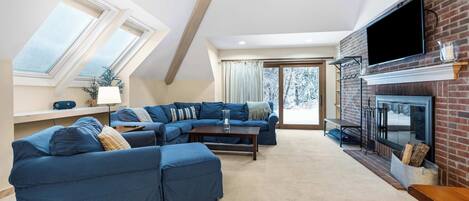 TV, fireplace, offices