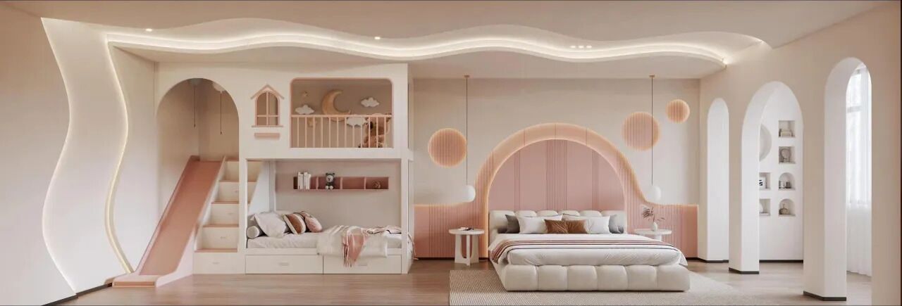 Habitació quàdruple familiar | Cobrellits, decoració individual, mobiliari individual i escriptori 