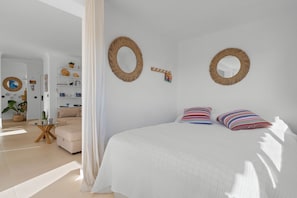 1 bedroom, desk, iron/ironing board, travel cot