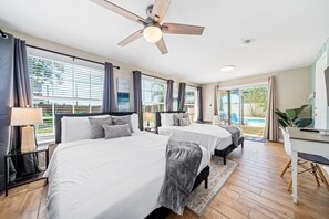 5 bedrooms, desk, iron/ironing board, travel cot