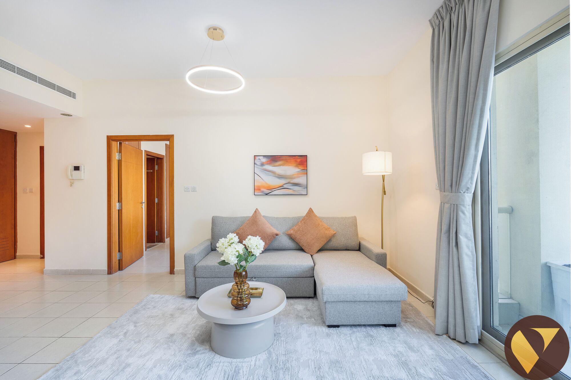 Luxury Apartment | Living area | 65-inch LED TV with cable channels