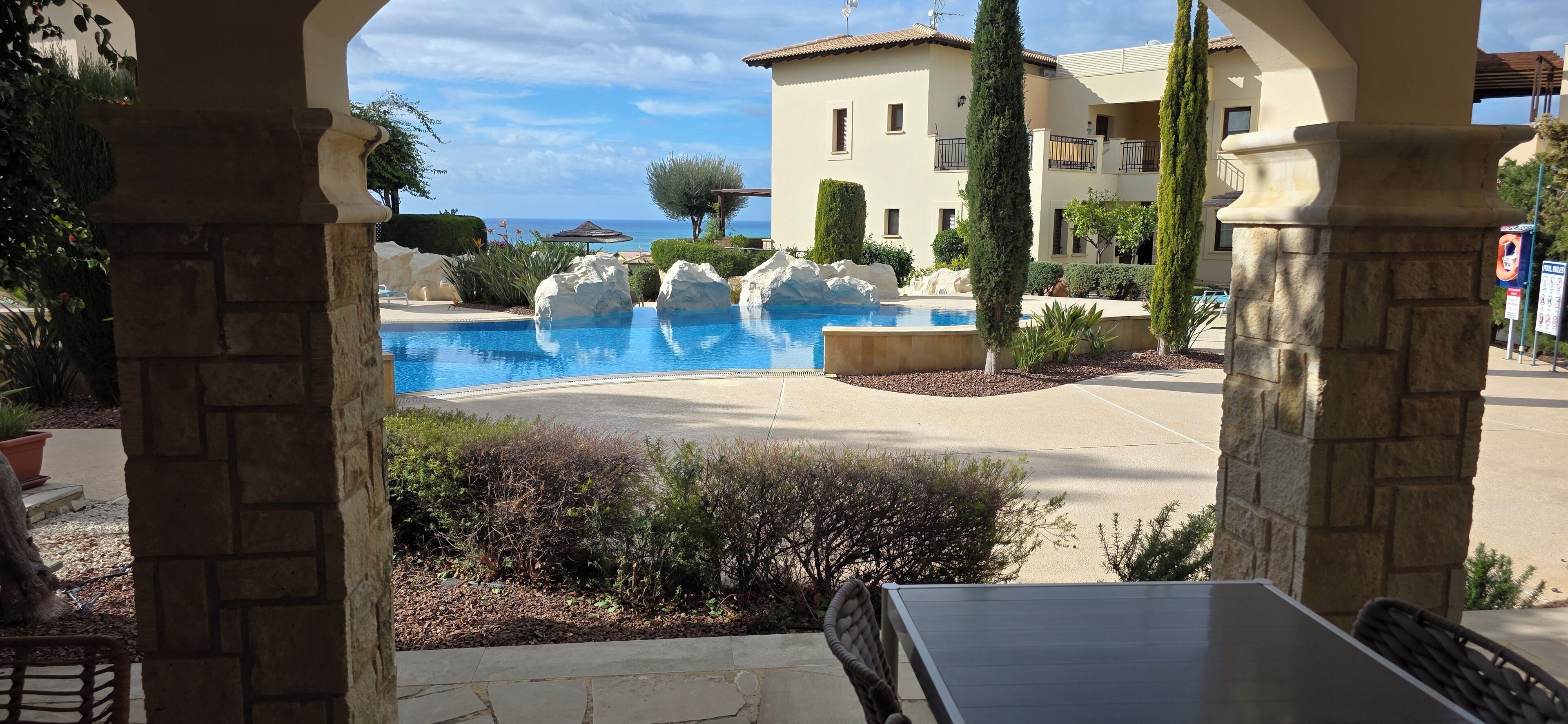 Huoneisto, 2 makuuhuonetta, parveke, valtamerinäköala | Terassi/patio