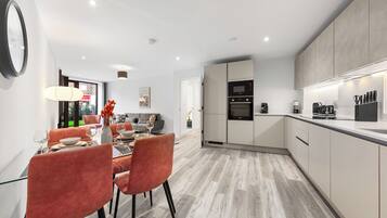 Apartment, Multiple Beds, Patio, City View (Bejoux Court - Apt 3) | Private kitchen | Fridge, microwave, oven, stovetop