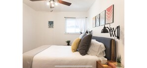 2 bedrooms, iron/ironing board, WiFi, bed sheets