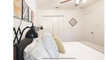 2 bedrooms, iron/ironing board, WiFi, bed sheets