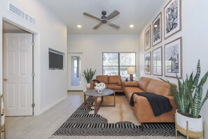 Smart TV, stereo - Chic Desert Retreat: Walk to Trails, Hot Tub, Pool (Tucson)