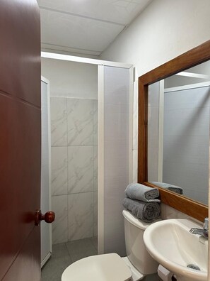 Dusche, Handtücher, Seife, Toilettenpapier