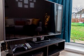 TV, fireplace, video games