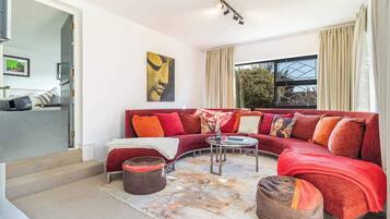 Cottage, 2 Queen Beds, Patio, Beach View (Camps Bay Cottage) | Living area | 42-inch flat-screen TV with digital channels, MP3 dock