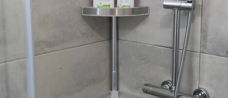 Regadera, amenidades de baño ecológicas, secadora de cabello, toallas