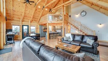 TV, fireplace, foosball, books