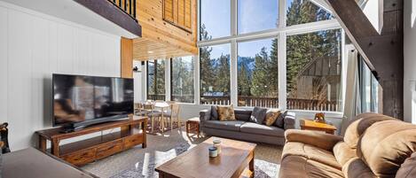 Smart TV, fireplace, stereo