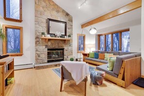 TV, fireplace, video games, DVD player