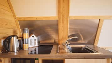 Microwave, stovetop, toaster, cookware/dishes/utensils
