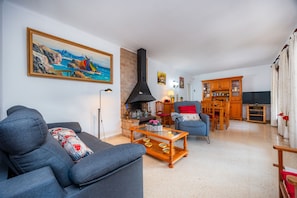 Fernseher, Kamin, DVD-Player