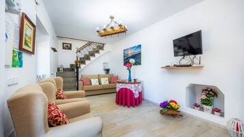 Télévision, cheminée, lecteur de DVD