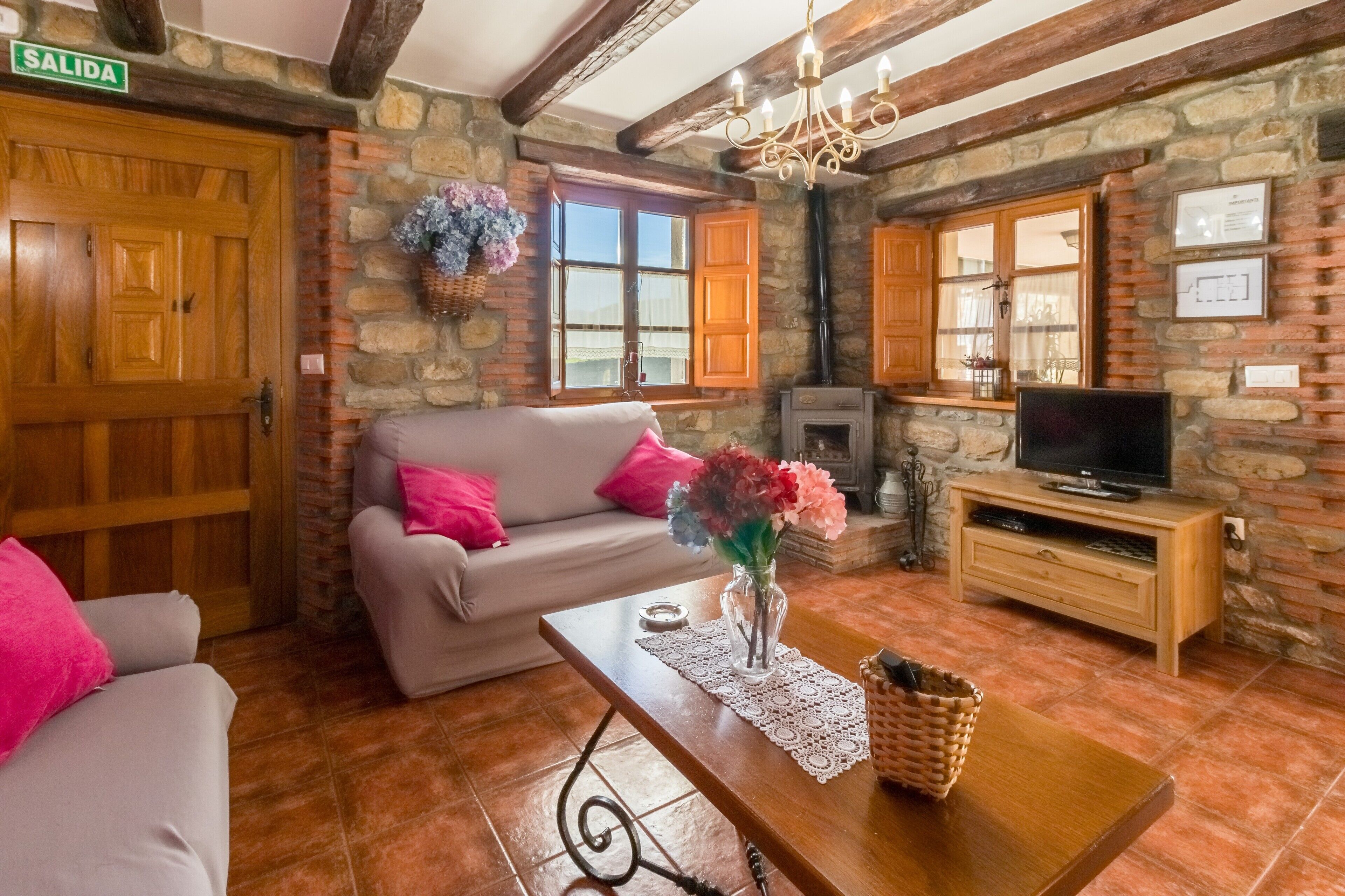 Télévision, cheminée, lecteur de DVD