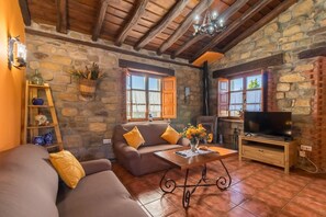 Televisión, chimenea y reproductor de DVD 